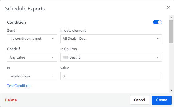 Schedule Exports dialog box